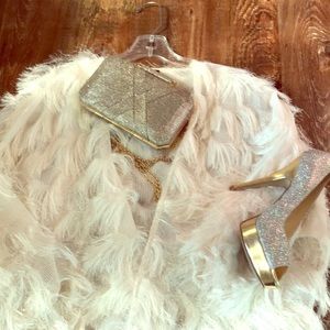 Winter White Shimmy Contemporary Swing Jacket